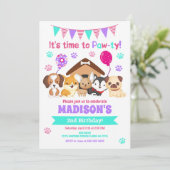 Invitation d'anniversaire de chiot / Fille Paw-ty (Debout devant)