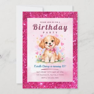 Invitation d'anniversaire de chiot mignon