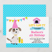 Invitation d'anniversaire de chiot mignon (Devant / Derrière)