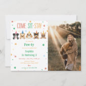 Invitation d'anniversaire de chiot Photo de fête d (Devant)