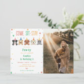 Invitation d'anniversaire de chiot Photo de fête d (Debout devant)