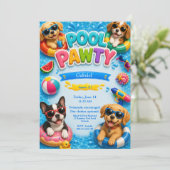 Invitation d'anniversaire de chiot Pool Pawty (Debout devant)