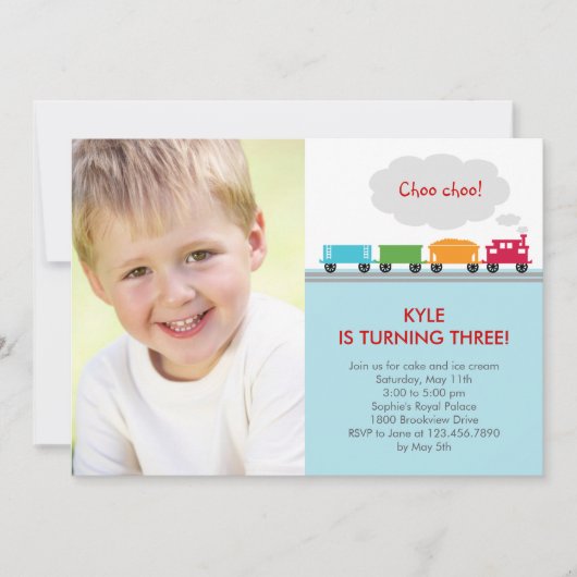Invitation d'anniversaire de Choo Choo (Devant)
