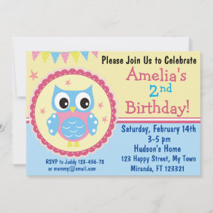 Invitation d'anniversaire de chouette mignonne