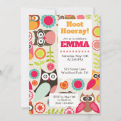 Invitation d'anniversaire de chouette mignonne Hoo (Devant)