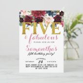 Invitation d'anniversaire de cinq filles fabuleuse (Debout devant)