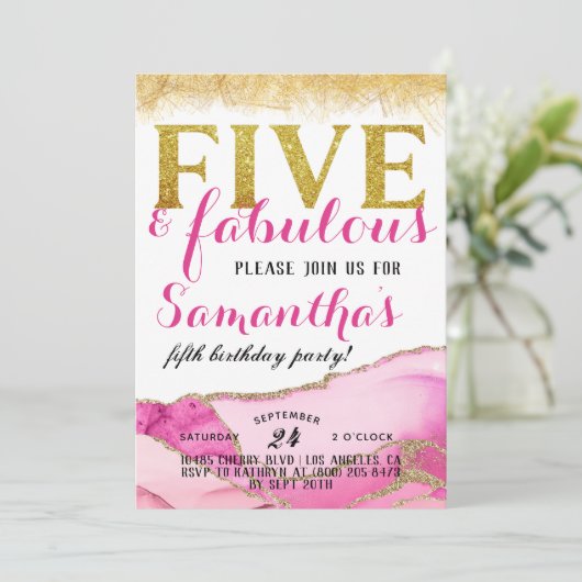 Invitation d'anniversaire de cinq filles fabuleuse (Debout devant)