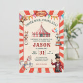 Invitation d'anniversaire de cirque carnaval rétro (Debout devant)