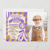 Invitation d'anniversaire de cirque Carnaval Viole (Devant)
