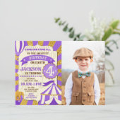 Invitation d'anniversaire de cirque Carnaval Viole (Debout devant)