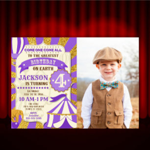 Invitation d'anniversaire de cirque Carnaval Viole
