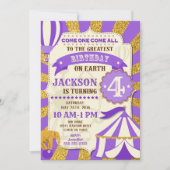 Invitation d'anniversaire de cirque Carnaval Viole (Devant)