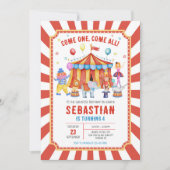 Invitation d'anniversaire de cirque de carnaval (Devant)
