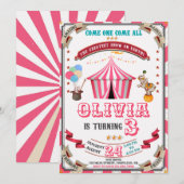 Invitation d'anniversaire de cirque Enfants du Car (Devant / Derrière)