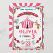 Invitation d'anniversaire de cirque Enfants du Fes (Devant / Derrière)