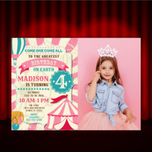 Invitation d'anniversaire de cirque Fille Invitati