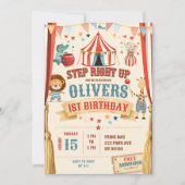 Invitation d'anniversaire de cirque Step Right Up (Devant)
