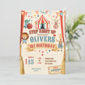 Invitation d'anniversaire de cirque Step Right Up (Debout devant)