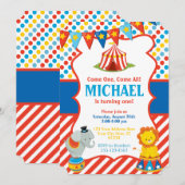 Invitation d'anniversaire de cirque - Thème de car (Devant / Derrière)