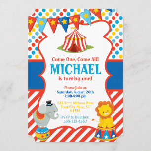 Invitation d'anniversaire de cirque - Thème de car