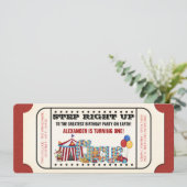 Invitation d'anniversaire de cirque vintage (Debout devant)
