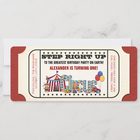 Invitation d'anniversaire de cirque vintage (Devant)