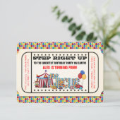 Invitation d'anniversaire de cirque vintage (Debout devant)