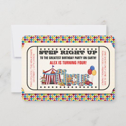 Invitation d'anniversaire de cirque vintage (Devant)