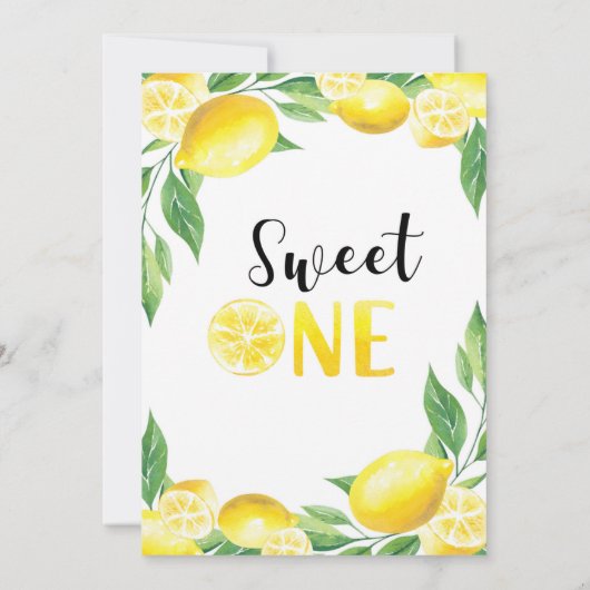 Invitation d'anniversaire de citron | Sweet One In (Dos)