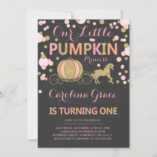Invitation d'anniversaire de citrouille Fête de pr (Devant)