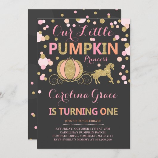 Invitation d'anniversaire de citrouille Fête de pr (Devant / Derrière)