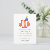 Invitation d'anniversaire de clown sous la mer (Debout devant)