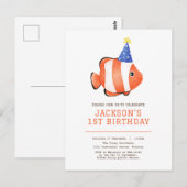Invitation d'anniversaire de clown sous la mer (Devant / Derrière)