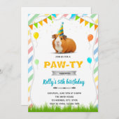 Invitation d'anniversaire de cochon d'Inde (Devant / Derrière)