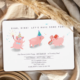 Invitation d'anniversaire de cochonnet, Ferme Ce P