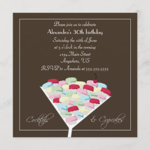 Invitation d'anniversaire de cocktails et de