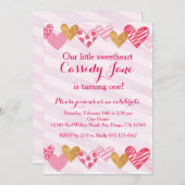 Invitation d'anniversaire de coeur d'amoureux (Devant / Derrière)