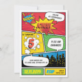 Invitation d'anniversaire de Comic Superhero (Devant)