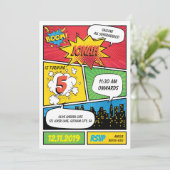 Invitation d'anniversaire de Comic Superhero (Debout devant)