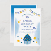 Invitation d'anniversaire de Confetti bleu foncé e (Devant / Derrière)