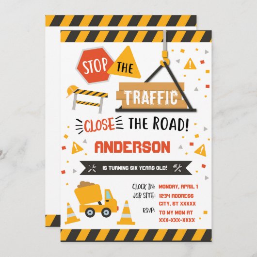 Invitation d'anniversaire de construction (Devant / Derrière)