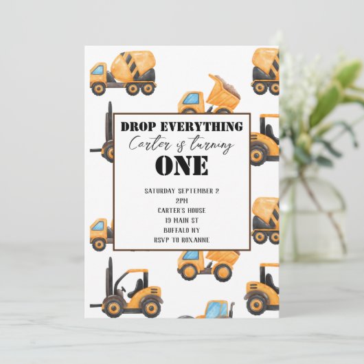 Invitation d'anniversaire de construction (Debout devant)