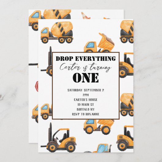 Invitation d'anniversaire de construction (Devant / Derrière)