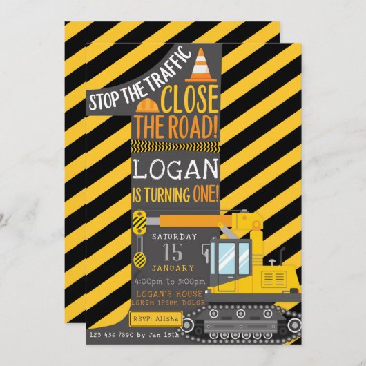 Invitation d'anniversaire de construction (Devant / Derrière)