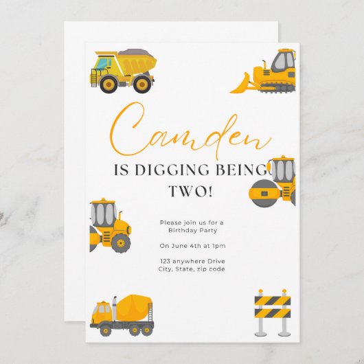 Invitation d'anniversaire de construction (Devant / Derrière)