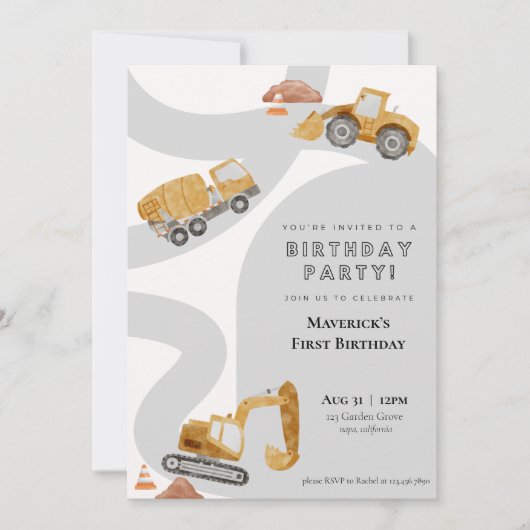 Invitation d'anniversaire de construction (Devant)