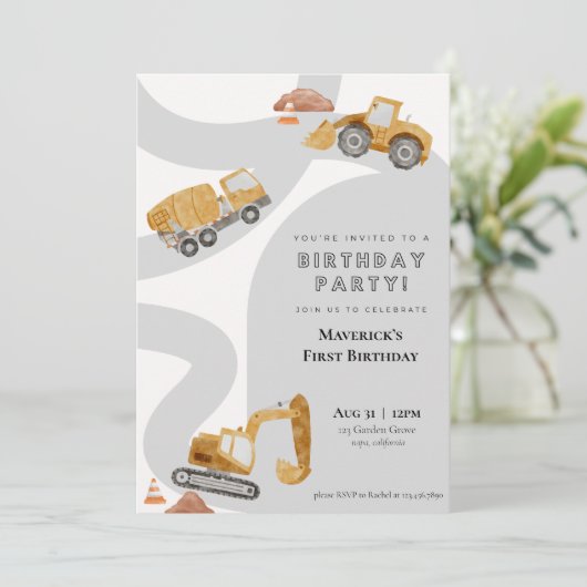 Invitation d'anniversaire de construction (Debout devant)