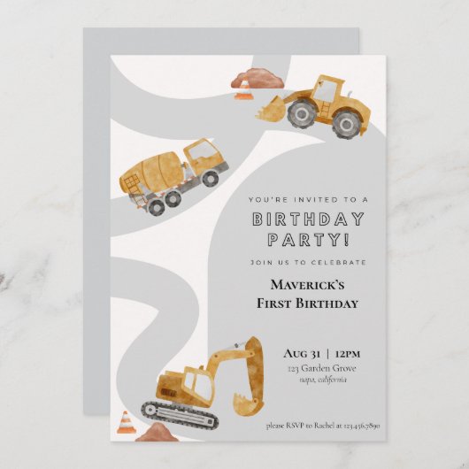 Invitation d'anniversaire de construction (Devant / Derrière)