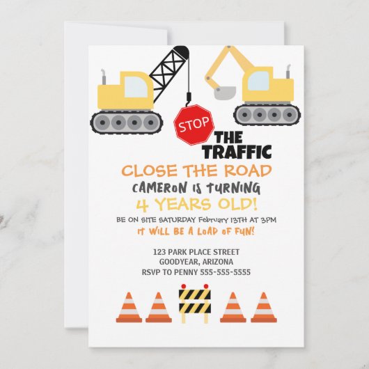 Invitation d'anniversaire de construction (Devant)