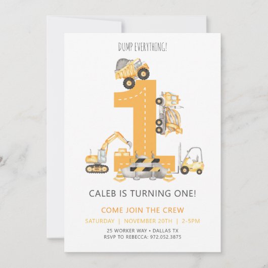 Invitation d'anniversaire de construction (Devant)